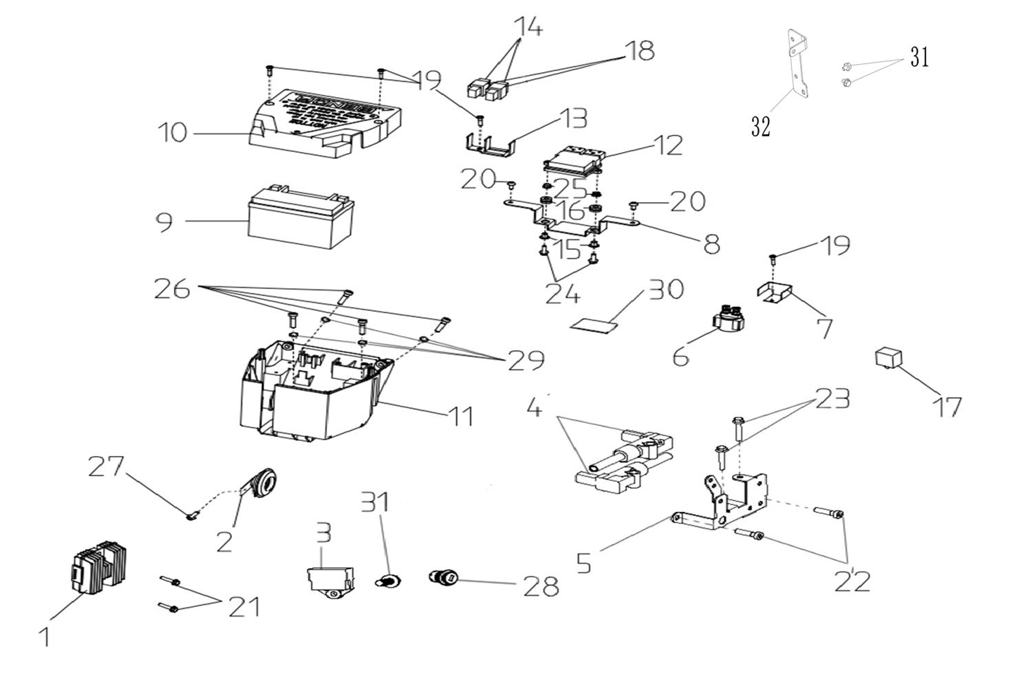 30 - Vue Batterie et composant électriques                                                                                      