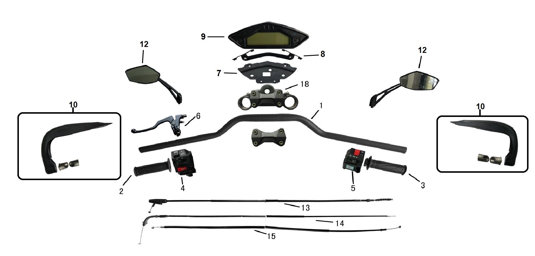 3 - Vue guidon - cable - compteur- commodo